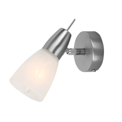 Wall spot light 1XE14 max 40W Metal + Glass alabaster / Matt nickel + White Φ8X13.6CM KAMET - acadecor 