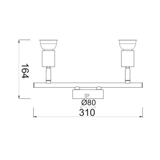 Φωτιστικό σπότ επίτοιχο / Οροφής 2XGU10 max 50W Μέταλλο / Ασημί βαφής 16.4X31CM TRINITY - acadecor 