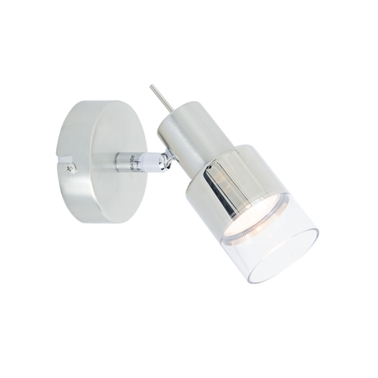 Wall spot light 1XGU10 max 50W Metal + Glass / Chrome + Clear - Chrome Φ8X10.9CM PLATINUM - acadecor 