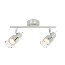 Wall spot light 2XGU10 max 50W Metal + Glass / Chrome + Clear - Chrome 13.4X41.8CM PLATINUM - acadecor 