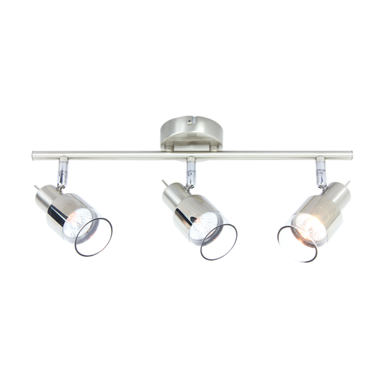 Wall spot light 3XGU10 max 50W Metal + Glass / Chrome + Clear - Chrome 13.4X53.8CM PLATINUM - acadecor 