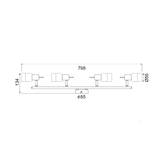 Wall spot light 4XGU10 max 50W Metal + Glass / Chrome + Clear - Chrome 13.4X79.8CM PLATINUM - acadecor 