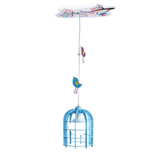 Bambini Pendant light Birds 1 x E27 60W MDF + Plastic + PVC White cable / Blue 39Χ20ΧΗ80CM FORET - acadecor 