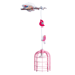 Bambini Pendant light Birds 1 x E27 60W MDF + Plastic + PVC White cable / Pink 39Χ20ΧΗ80CM FORET - acadecor 