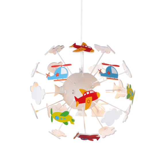 Bambini Pendant light 4 x E14 40W Plastic + Acrylic + MDF + PVC white cable / Multicolour Φ35ΧΗ80CM AIRPLANE - acadecor 