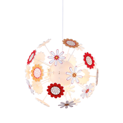 Bambini Pendant light 4 x E14 40W Plastic + Acrylic + MDF + PVC white cable / Multicolour Φ35ΧΗ80CM FLOWERS - acadecor 