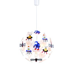Bambini Pendant light 4 x E14 40W Plastic + MDF + PVC white cable / White + Multicolour Φ35ΧΗ80CM SPACE - acadecor 