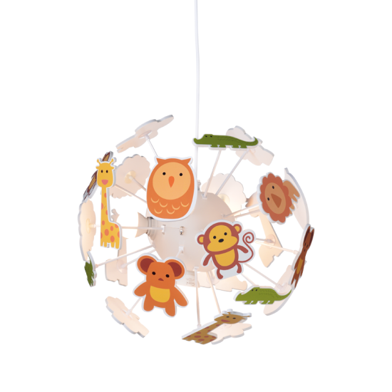 Bambini Pendant light 4 x E14 40W Plastic + Acrylic + MDF + PVC white cable / Multicolour Φ35ΧΗ80CM ZOO - acadecor 