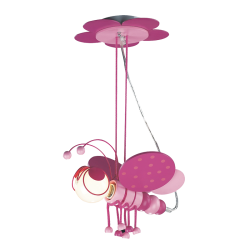 Bambini Pendant light Bee 1 x E27 40W MDF + Plastic + PVC clear cable / Pink 33Χ25ΧΗ80CM HONEY - acadecor 