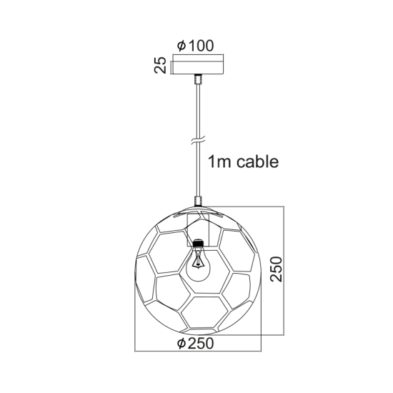 Bambini Pendant light 1 x E27 40W Metal + Glass + PVC clear cable / Chrome + White + Black Φ25 GOAL - acadecor 