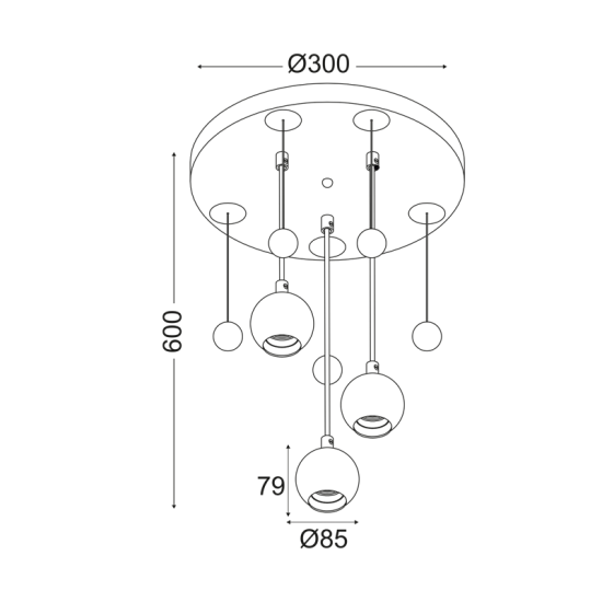 Bambini Pendant light  3 x E27 40W Plastic + Metal + PVC White cable / Multicolour Φ30ΧΗ60CM BUBBLES - acadecor 