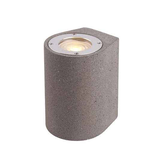 Σπότ τοίχου στρογγυλό 1xGU10 max 7w LED Λευκό Τσιμέντο+Ανοξ.Ατσάλι+Γυαλί 130x88x100mm ARETE - aca