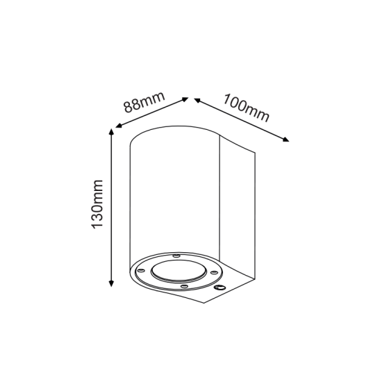 Σπότ τοίχου στρογγυλό 1xGU10 max 7w LED Λευκό Τσιμέντο+Ανοξ.Ατσάλι+Γυαλί 130x88x100mm ARETE - aca