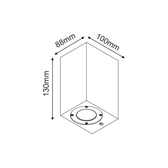 Σπότ τοίχου τετράγωνο 1xGU10 max 7w LED Λευκό Τσιμέντο+Ανοξ.Ατσάλι+Γυαλί 130x88x100mm AGNES - aca