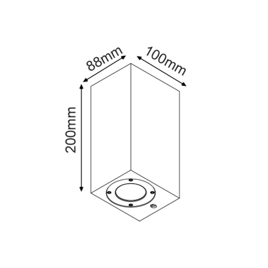 Σπότ τοίχου τετράγωνο 2 Δέσμεων 2xGU10 max 7w LED Λευκό Τσιμέντο+Ανοξ.Ατσάλι+Γυαλί Up-Down 200x88x100mm AGNES - aca
