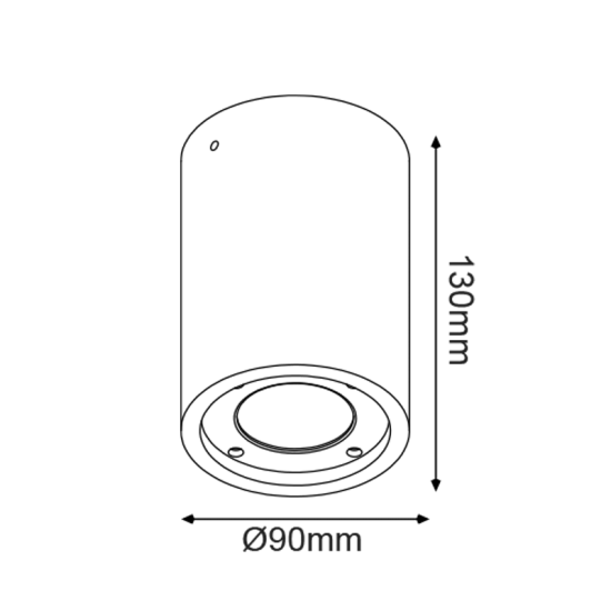 Σπότ οροφής στρογγυλό 1xGU10 max 7w LED Λευκό Τσιμέντο+Ανοξ.Ατσάλι+Γυαλί 130xΦ90mm ARETE - aca