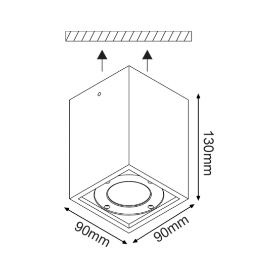 Σπότ οροφής τετράγωνο 1xGU10 max 7w LED Λευκό Τσιμέντο+Ανοξ.Ατσάλι+Γυαλί 130x90x90mm AGNES - aca