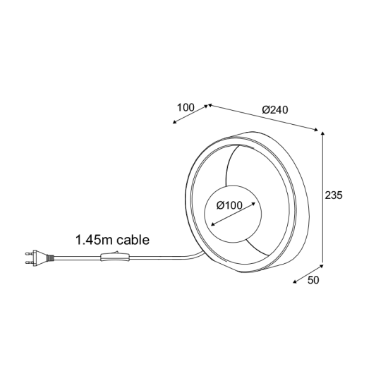 Table light 1 x G9 LED 7W  Concrete + Glass + PVC cable / Nature + White D24x10CM VENUS - acadecor 