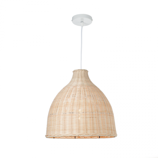 Pendant light 1 x E27 LED 40W Cane+ Metal + PVC cable / Beige + White  Φ34ΧΗ107CM OIA - acadecor