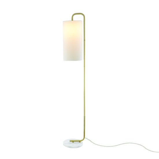 Φωτιστικό επιδαπέδιο 1XE27 max 60W Μέταλλο + Μάρμαρο + Ύφασμα + PVC διάφανο καλώδιο / Χρυσό + Λευκό 26,5X23XH160CM OSAKA - acadecor