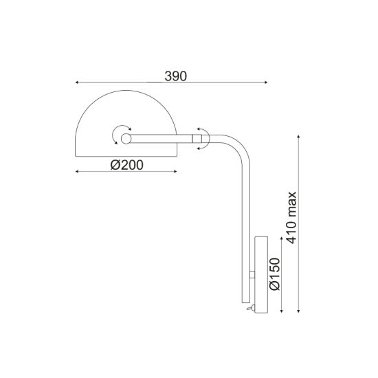 Φωτιστικό επίτοιχο 1 x E27 60W Μέταλλο + Μάρμαρο + PVC καλώδιο  / Μάυρο μάτ + Σατινέ μπρονζέ + Λευκό Φ15,2ΧΗ24,7CM OCEANUS - acadecor
