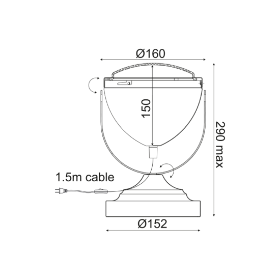 Φωτιστικό επίτραπέζιο 1 x E14 40W Μέταλλο + Διάφανο γυαλί + PVC καλώδιο  / Μάυρο μάτ Φ15,2ΧΗ24,7CM HARLEY - acadecor
