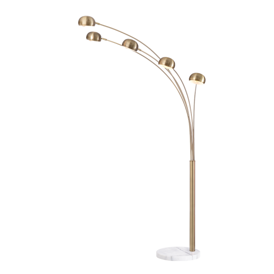 Floor light 5XE14 max 40W Metal + Marble + PVC cable / Satin brass + White 153Χ115ΧΗ198CM MARKELLA - acadecor 