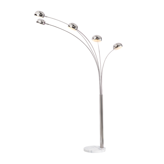 Φωτιστικό επιδαπέδιο 5XE14 max 40W Μέταλλο + Μάρμαρο + PVC καλώδιο / Χρώμιο + Λευκό 153Χ115ΧΗ198CM MARKELLA - acadecor 