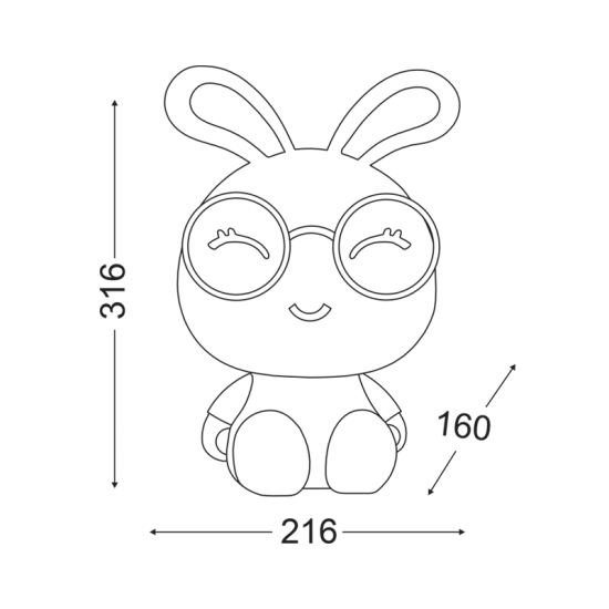Bambini table light LED 1 x E14 max 15W Plastic + PVC White cable /  Pink 22Χ16ΧΗ32CM FRIENDS - acadecor 