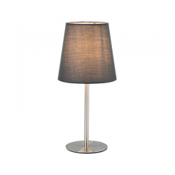 Φωτιστικό επιτραπέζιο 1XE14 max 40W Μέταλλο + Ύφασμα + PVC διάφανο καλωδιο / Σατινέ νίκελ + Γκρί H28CM HAPPY - acadecor 