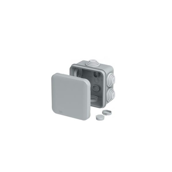 Κουτί τετράγωνο διακλάδωσης καλωδίων στεγανο επίτοιχο γκρί 6 διόδων IP55 80x8040mm - aca elec