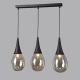 Pendant light 3xE14 max 40W Metal + Glass + PVC Cable / Amber + Matt black 64Χ16cm ATENA - acadecor