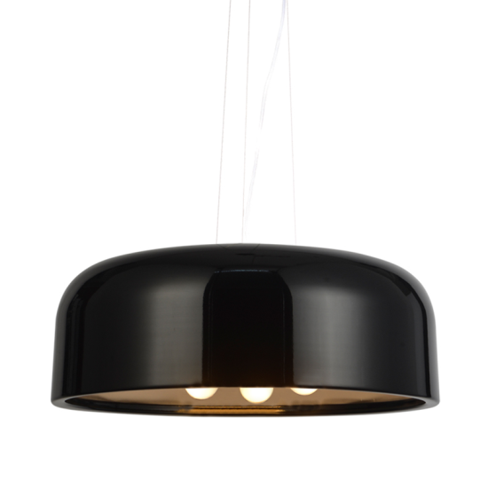 Pendant light 3xE27 60W max Aluminium +PVC transparent / Glossy black Φ48 SALON - acadecor