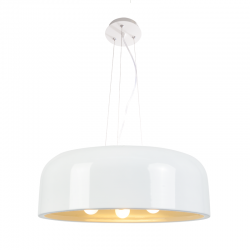 Φωτιστικό κρεμαστό 3xE27 60W max Αλουμίνιο + PVC διάφανο καλώδιο / Γυαλιστό λευκό Φ48 SALON - acadecor