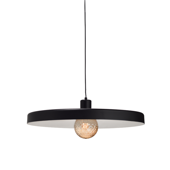 Pendant light 1 x E27 60W Metal + PVC cable - Fabric cable / Matt black Φ60ΧΗ120CM DOMENICA - acadecor   