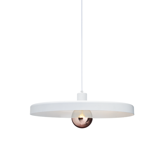 Pendant light 1 x E27 60W Metal + PVC cable - Fabric cable / Matt white Φ60ΧΗ120CM DOMENICA - acadecor   