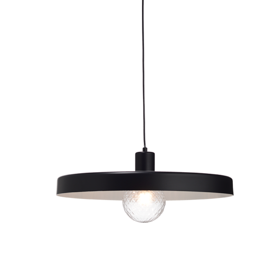 Pendant light 1 x E27 60W Metal + PVC cable - Fabric cable / Matt black Φ50ΧΗ120CM DOMENICA - acadecor   