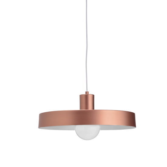 Pendant light 1 x E27 60W Metal + PVC cable - Fabric cable / Copper paint + White Φ36ΧΗ120CM DOMENICA - acadecor   