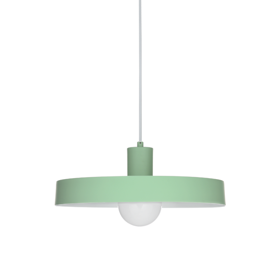 Pendant light 1 x E27 60W Metal + PVC cable - Fabric cable / Matt mint + White Φ36ΧΗ120CM DOMENICA - acadecor   