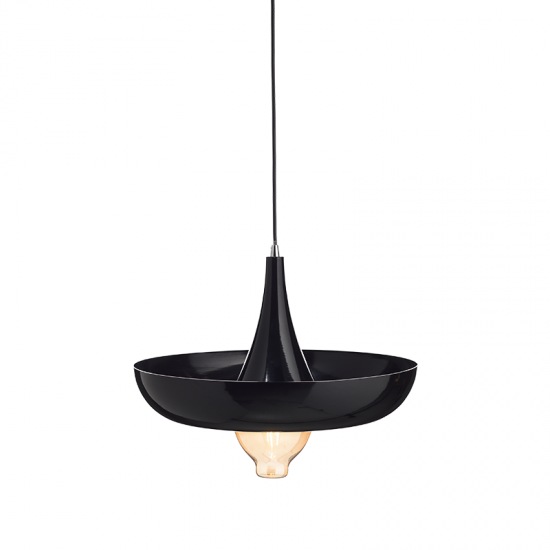 Pendant light 1 x E27 60W Metal + PVC cable  / Polished black Φ40ΧΗ120CM SOBRERO - acadecor 