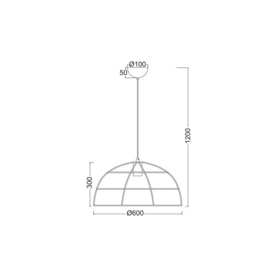 Φωτιστικό κρεμαστό 1 x E27 60W Μέταλλο + PVC  καλώδιο / Μάυρο μάτ Φ60ΧΗ120CM PROMETHEUS - acadecor