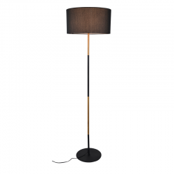 Φωτιστικό επιδαπέδιο 1 x E27 60W Μέταλλο + Ύφασμα + PVC καλώδιο / Αμμώδες μάυρο - Αποχ.Ξύλου + Μάυρο Φ45ΧΗ165  YASMINE - acadecor 