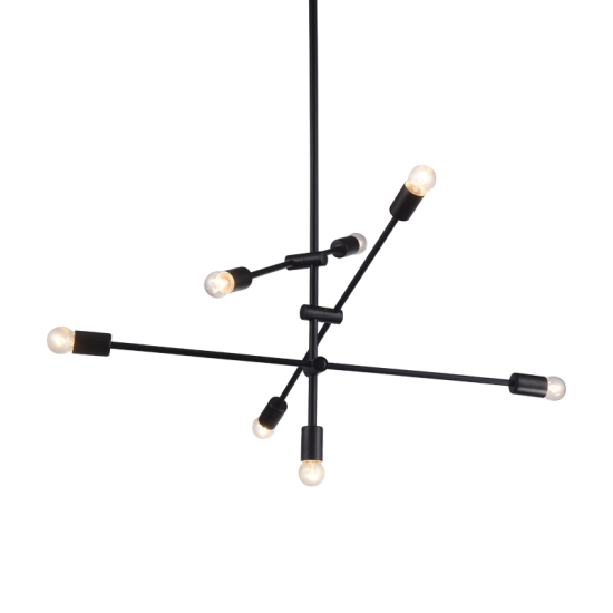 Φωτιστικό κρεμαστό 7 x E27 60W Μέταλλο / Μάυρο μάτ Φ80ΧΗ130CM LUTHER - acadecor