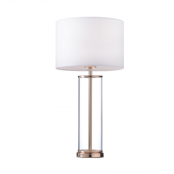 Φωτιστικό επιτραπέζιο 1XE27 max 60W Μέταλλο + Ύφασμα + PVC διάφανο καλωδιο / Γυαλιστό ορείχαλκο + Λευκό + Διάφανο Φ25ΧΗ48CM ANTELINO - acadecor 