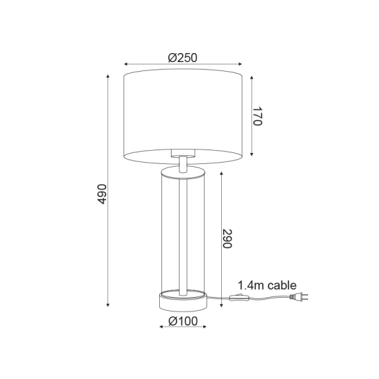 Φωτιστικό επιτραπέζιο 1XE27 max 60W Μέταλλο + Ύφασμα + PVC διάφανο καλωδιο / Γυαλιστό ορείχαλκο + Λευκό + Διάφανο Φ25ΧΗ48CM ANTELINO - acadecor 