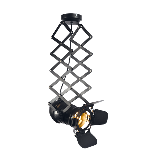 Ceilling light 1 x E27 60W Metal + PVC black cable / Matt black 20Χ34Χ90CM ALMODOVAR - acadecor