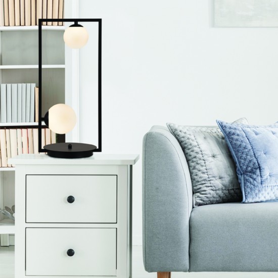 Φωτιστικό επίτραπέζιο 2xG9 28W max Μέταλλο + Γυαλί + PVC μαύρο καλώδιο / Μάυρο + Λευκό 25Χ12Χ54CM QUADRO - acadecor