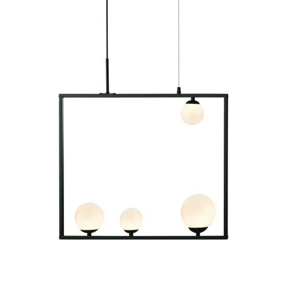Pendant light 4xG9 28W max Metal + Glass + PVC black cable / Black + White 64Χ12Χ120CM QUADRO - acadecor