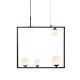Pendant light 4xG9 28W max Metal + Glass + PVC black cable / Black + White 64Χ12Χ120CM QUADRO - acadecor