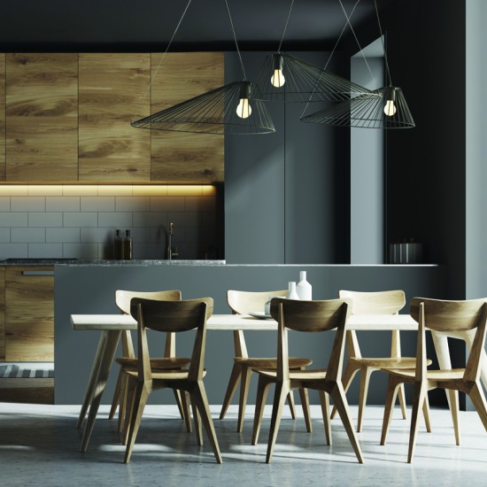 Κρεμαστό 1 x E27 60W Μέταλλο + PVC μάυρο - διάφανο καλώδιο / Μάυρο 60Χ40X120CM CAPPELLO - acadecor